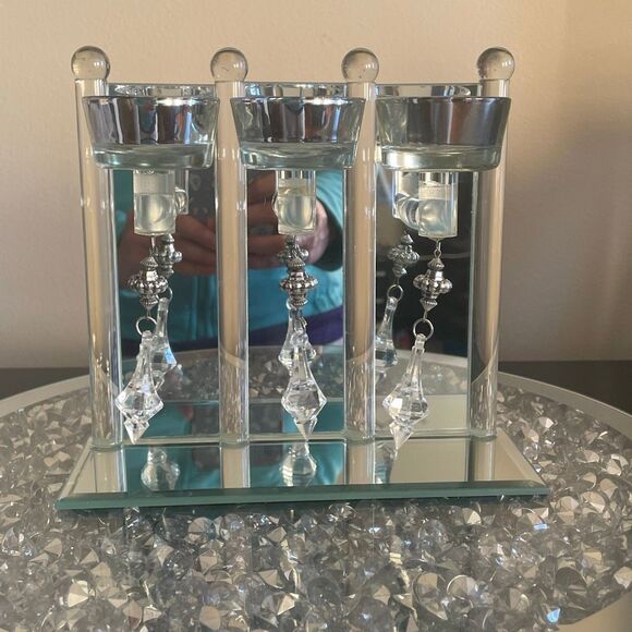 New Crystal clear trio mini candle holder decorative pendulum home decor mirror - Picture 7 of 16